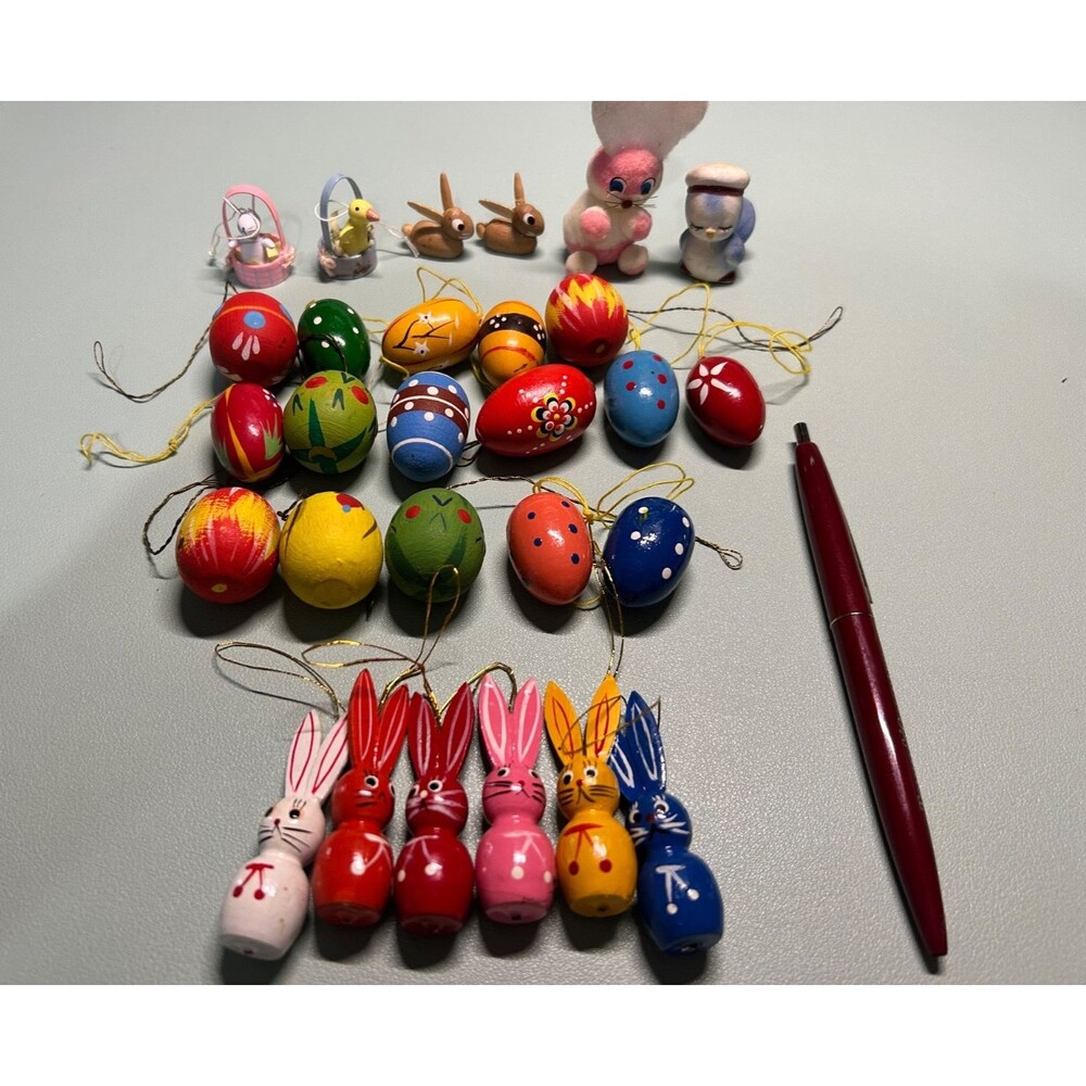 ERZGEBIRGE EASTER ORNAMENTS SPRING DECOR VINTAGE HAND PAINTED